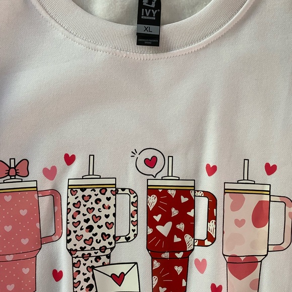 Graphic White Womens Sweatshirt, Crewneck, Valentines Day - Picture 2 of 3